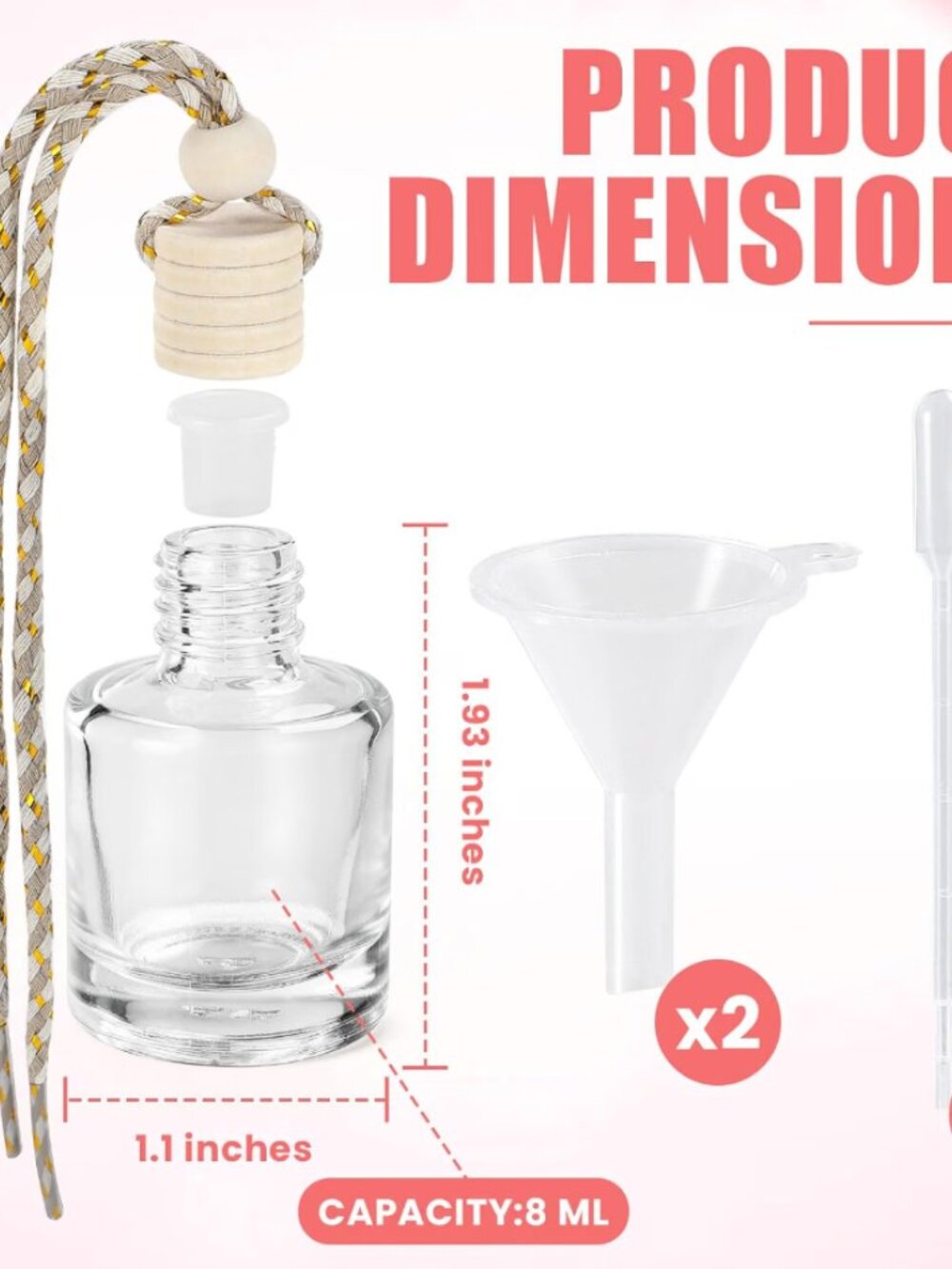 2 (8ml) Rearview Car Oil Diffusers Pick Your Scent Wood Glass Boho | 16ml Total - Picture 3 of 16